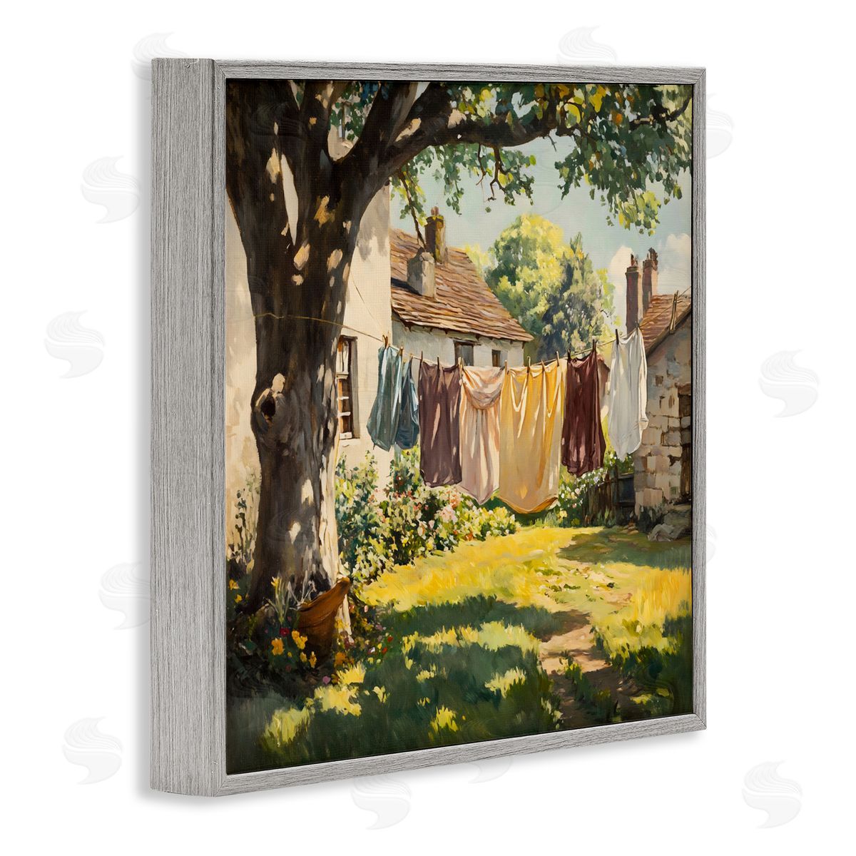 Creative Studio Country Clothes Line Yard Gray Framed Giclee Art Print