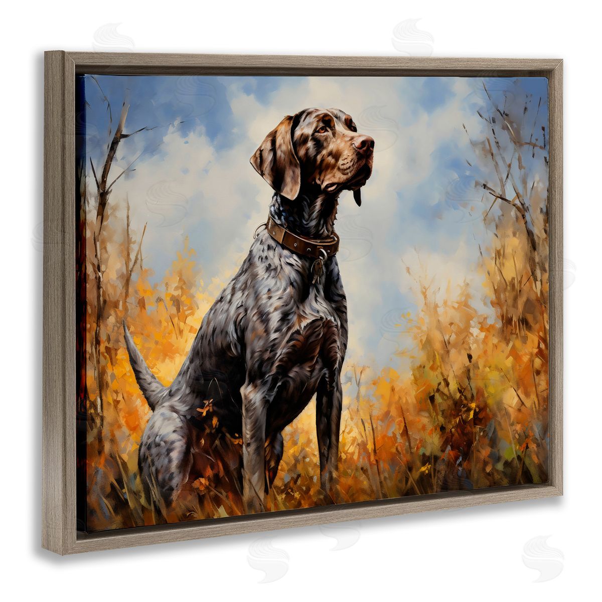 Creative Studio Brown Bird Hunting Dog Brown Floating Frame Canvas Art Print