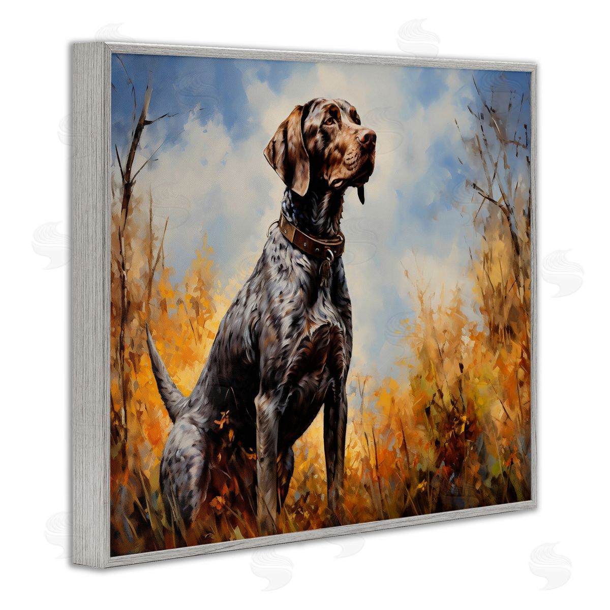 Creative Studio Brown Bird Hunting Dog Gray Framed Giclee Art Print
