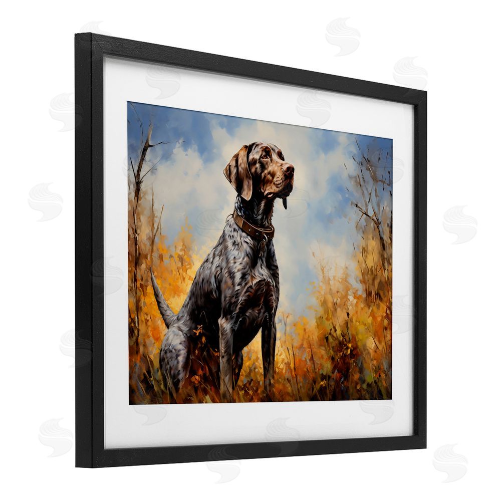 Creative Studio Brown Bird Hunting Dog Black Framed Print Under Glass Art
