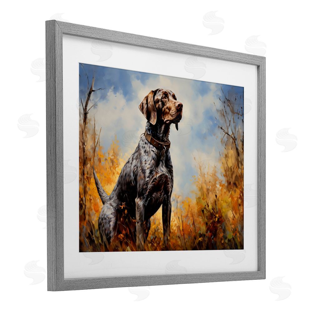 Creative Studio Brown Bird Hunting Dog Gray Framed Print Under Glass Art