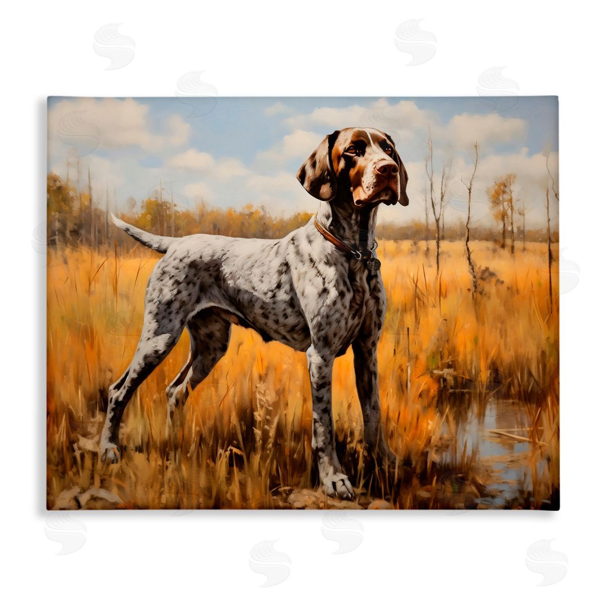 Creative Studio White Spotted Bird Dog Canvas Wall Art Print