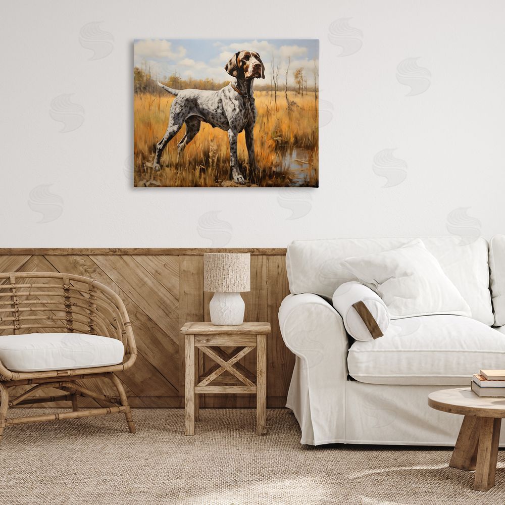 Creative Studio White Spotted Bird Dog Printed Wall Art in Room