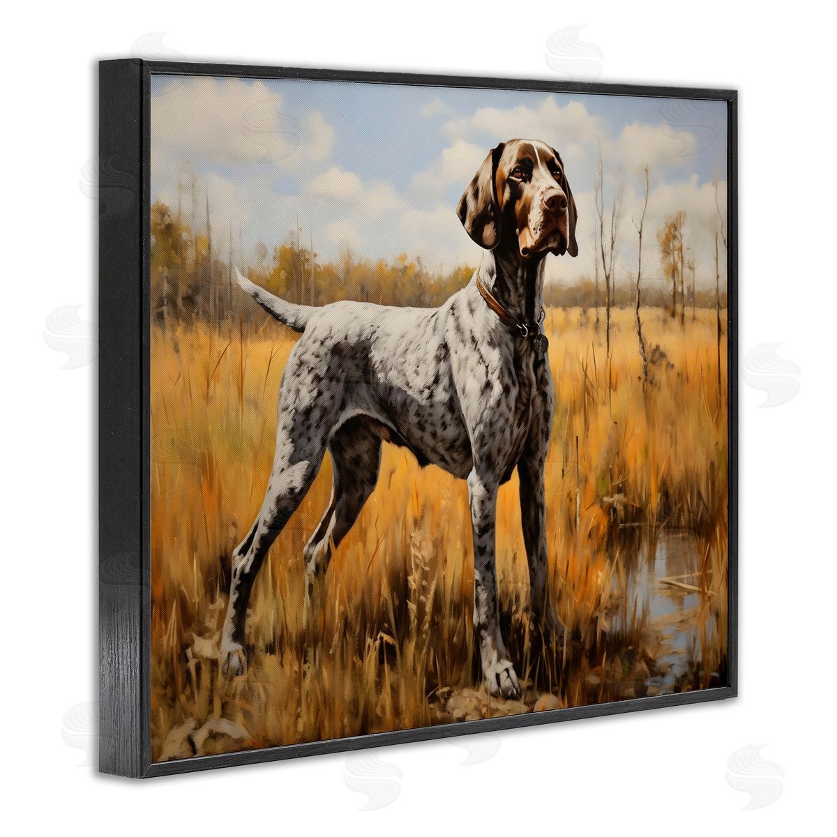 Creative Studio White Spotted Bird Dog Black Framed Giclee Art Print
