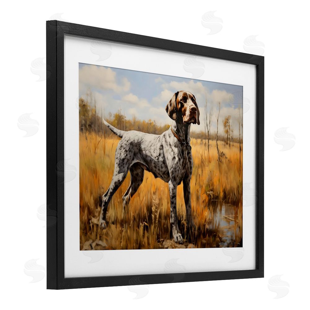 Creative Studio White Spotted Bird Dog Black Framed Print Under Glass Art