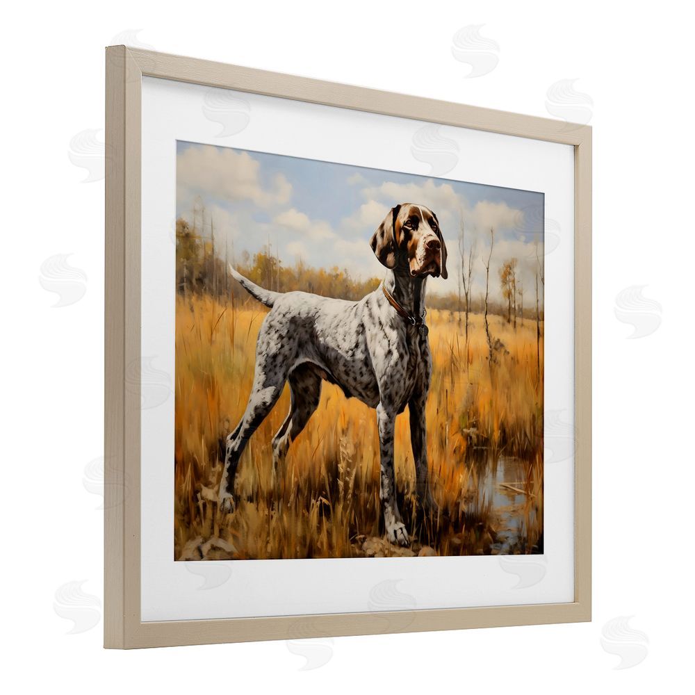 Creative Studio White Spotted Bird Dog Birch Framed Print Under Glass Art