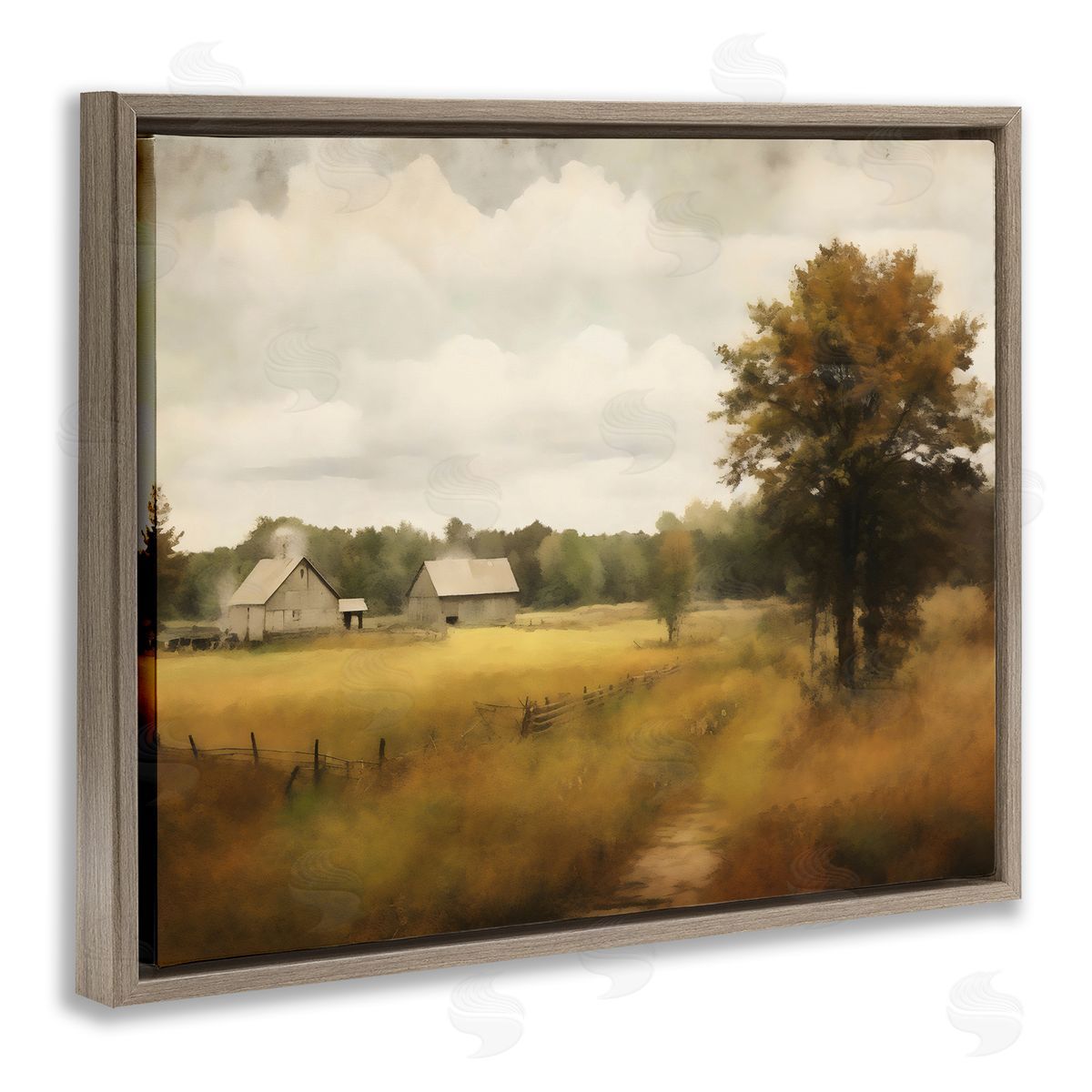 Creative Studio Old Country Rural Blur Brown Floating Frame Canvas Art Print