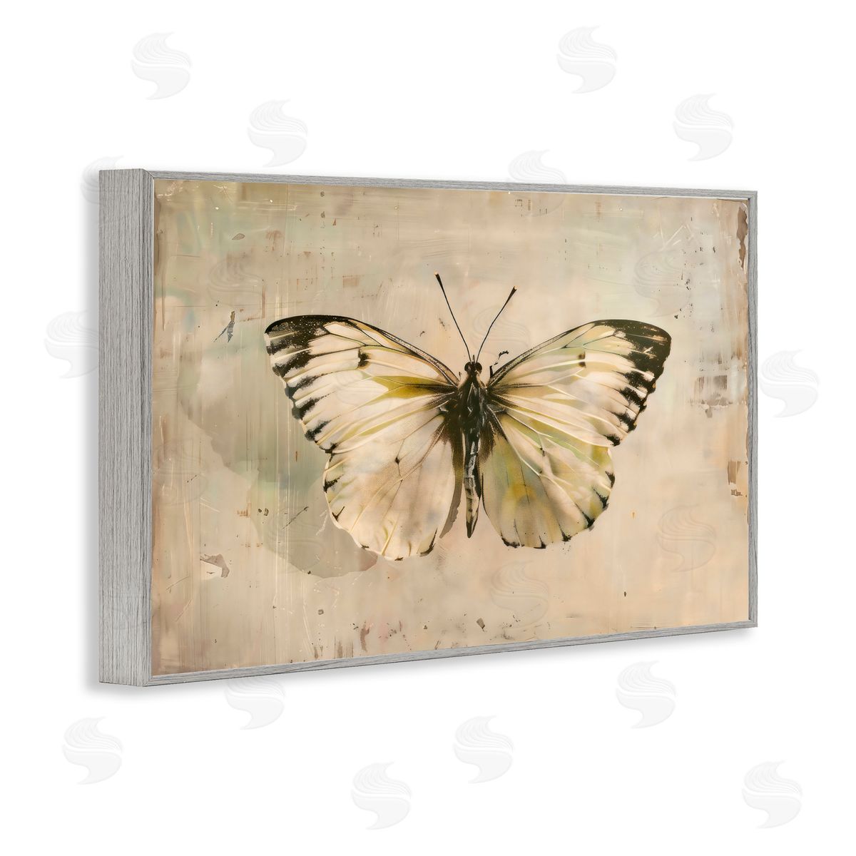 Creative Studio Graceful Vintage Butterfly Gray Framed Giclee Art Print