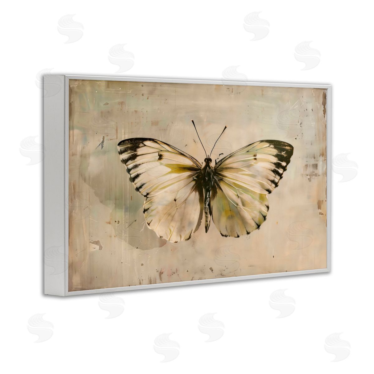 Creative Studio Graceful Vintage Butterfly White Frame Giclee Art Print