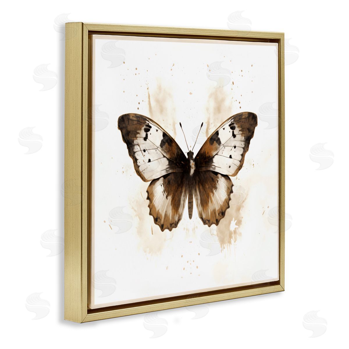 Creative Studio Brown Washed Moth Gold Floating Frame Canvas Art Print
