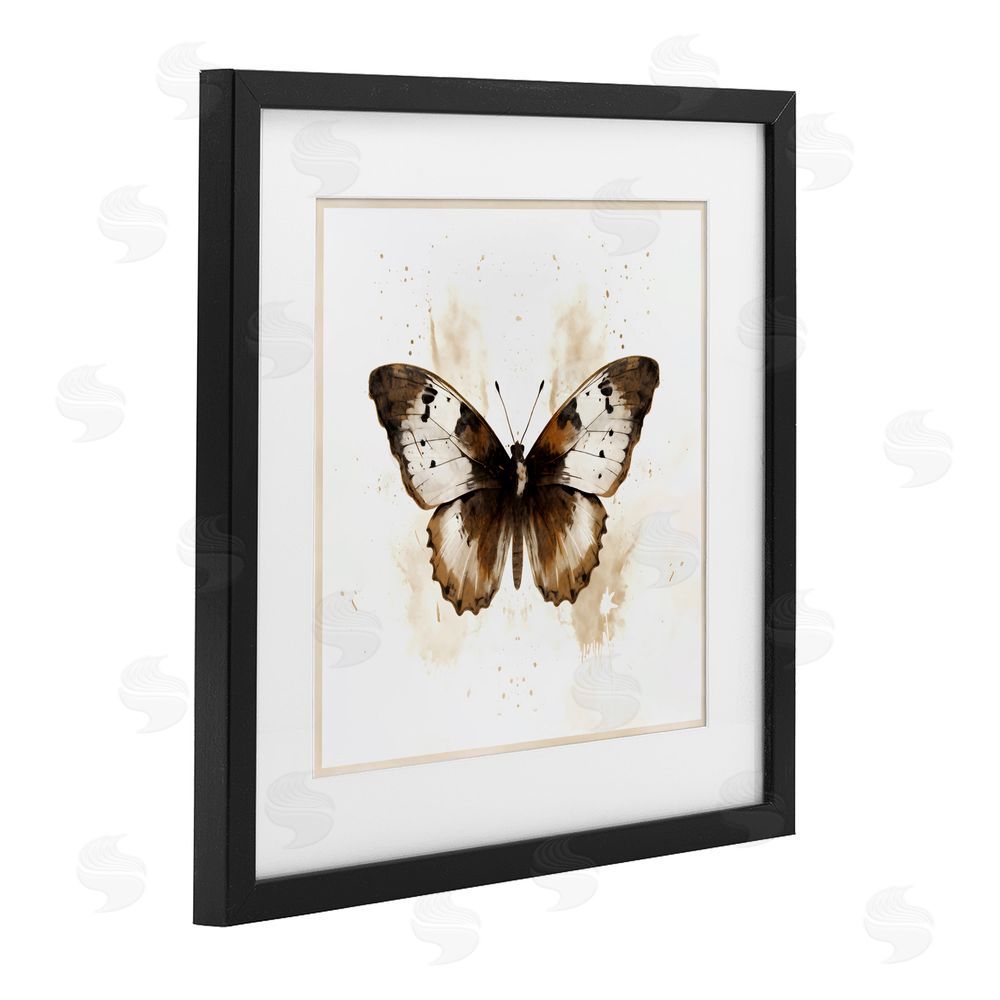 Creative Studio Brown Washed Moth Black Framed Print Under Glass Art