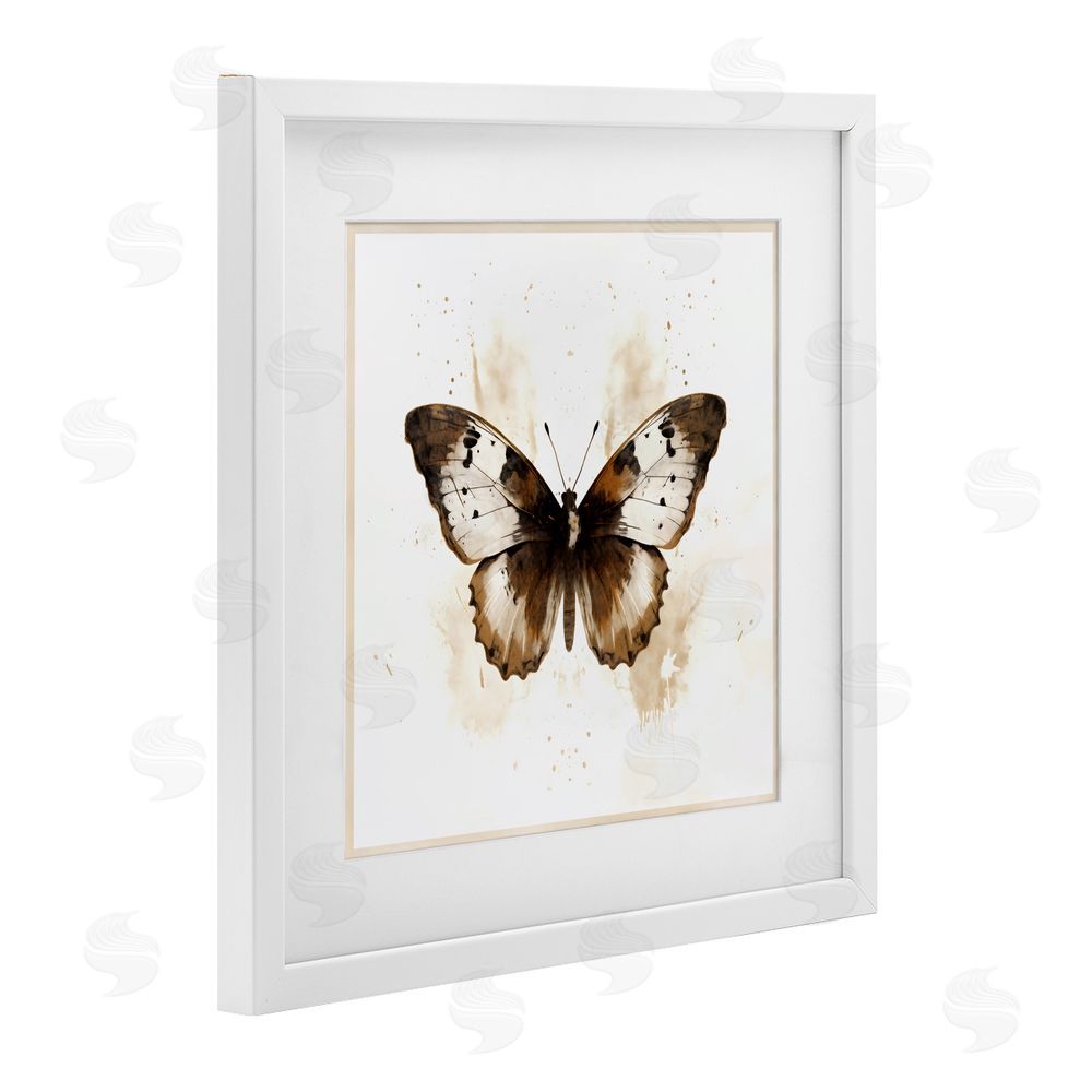 Creative Studio Brown Washed Moth White Framed Print Under Glass Art