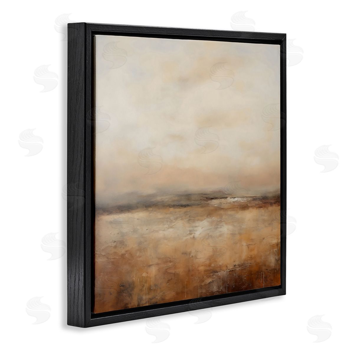 Creative Studio Calm Abstract Landscape Neutrals Black Floating Frame Canvas Wall Art Print