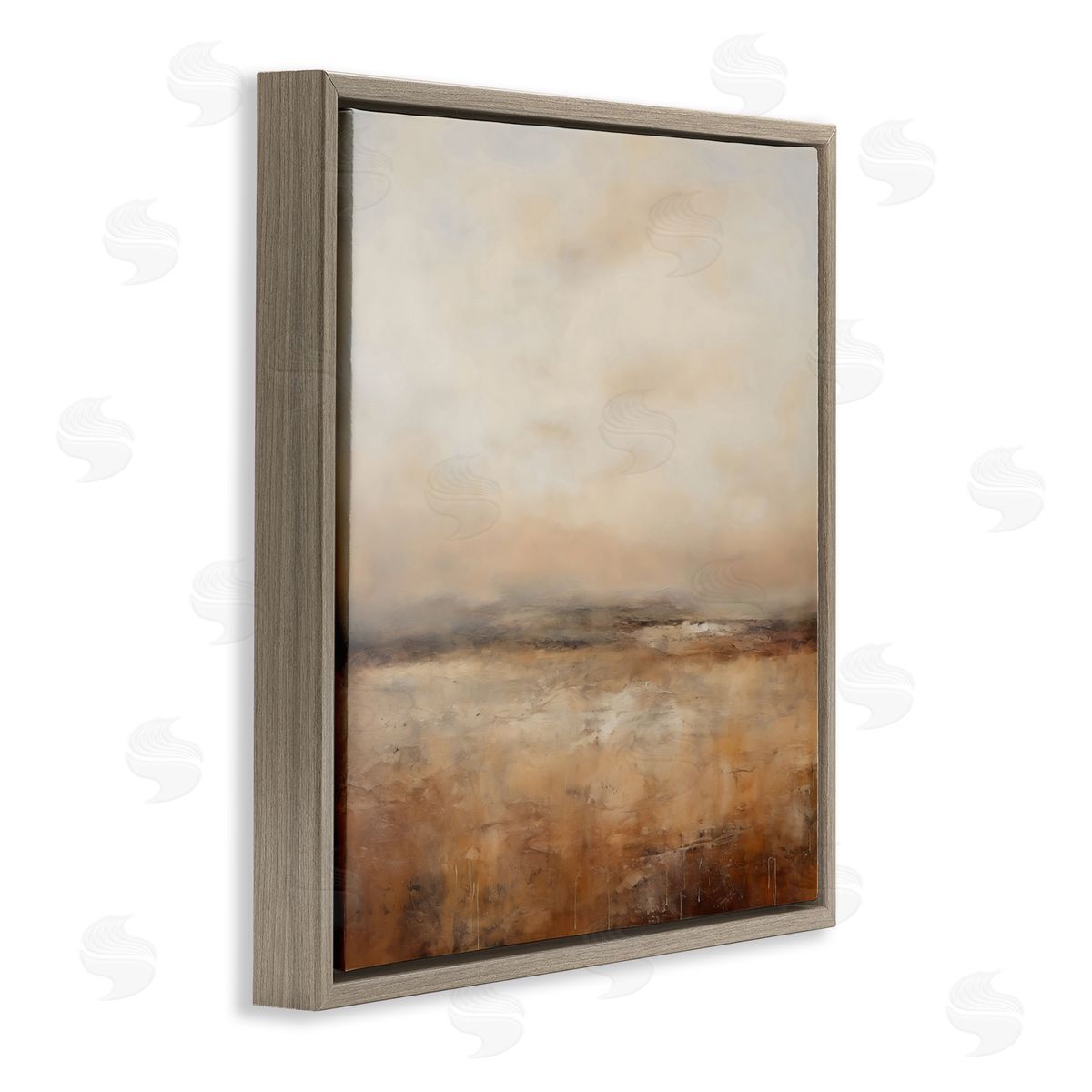 Creative Studio Calm Abstract Landscape Neutrals Brown Floating Frame Canvas Art Print