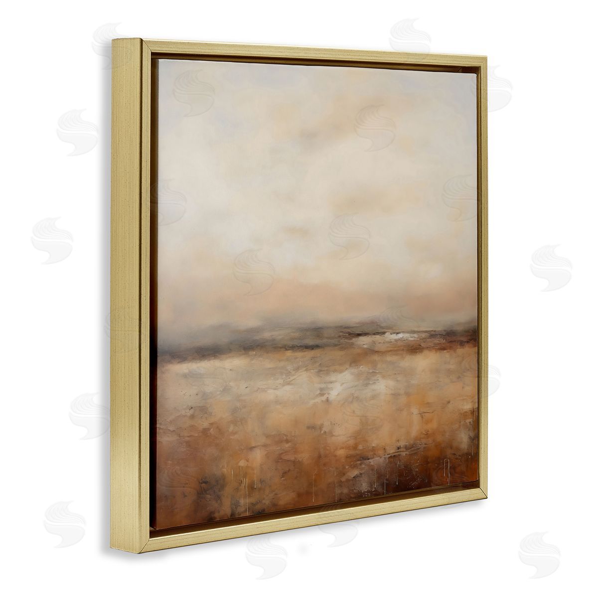 Creative Studio Calm Abstract Landscape Neutrals Gold Floating Frame Canvas Art Print