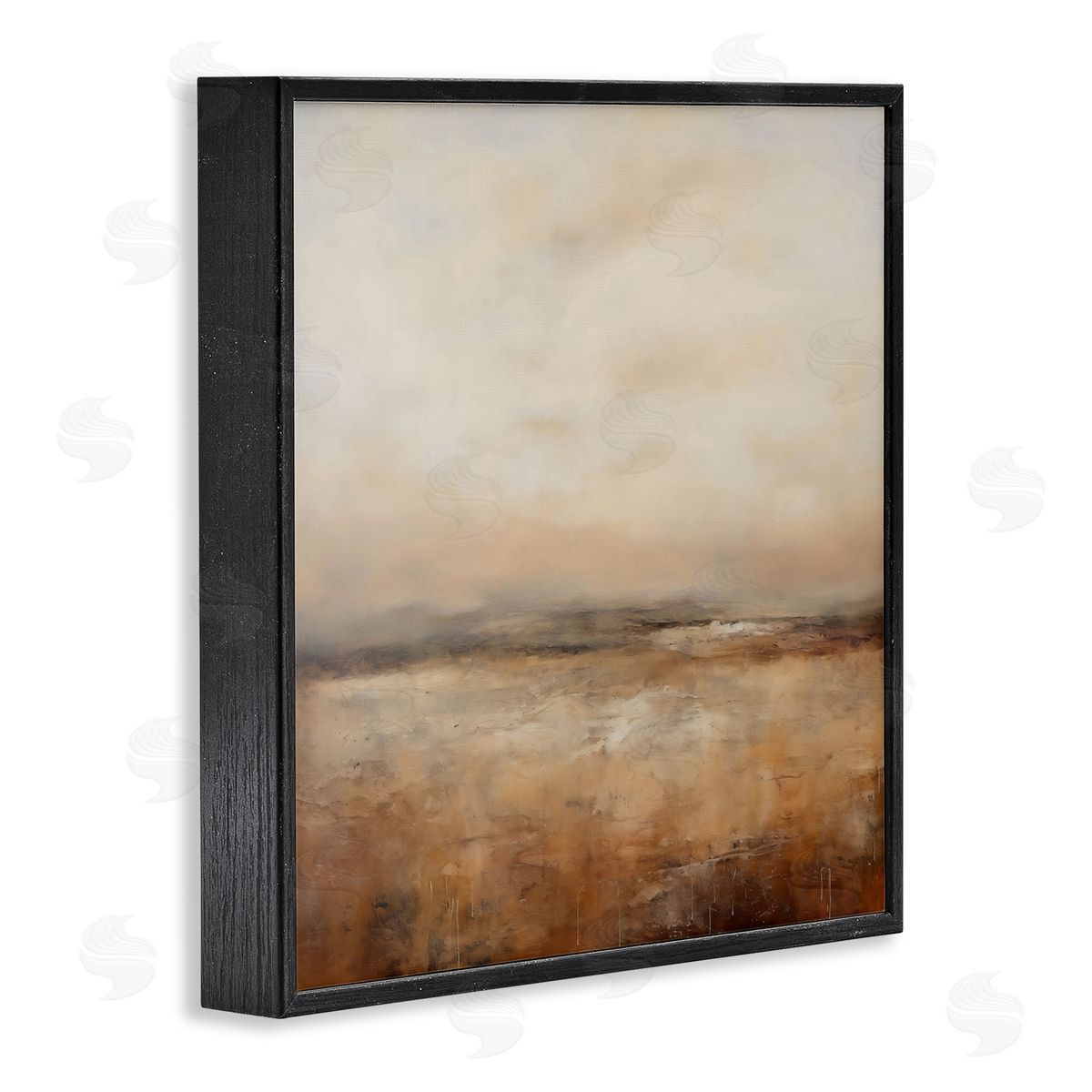 Creative Studio Calm Abstract Landscape Neutrals Black Framed Giclee Art Print