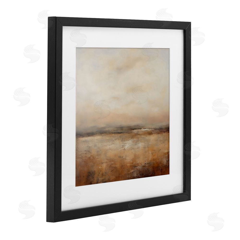 Creative Studio Calm Abstract Landscape Neutrals Black Framed Print Under Glass Art