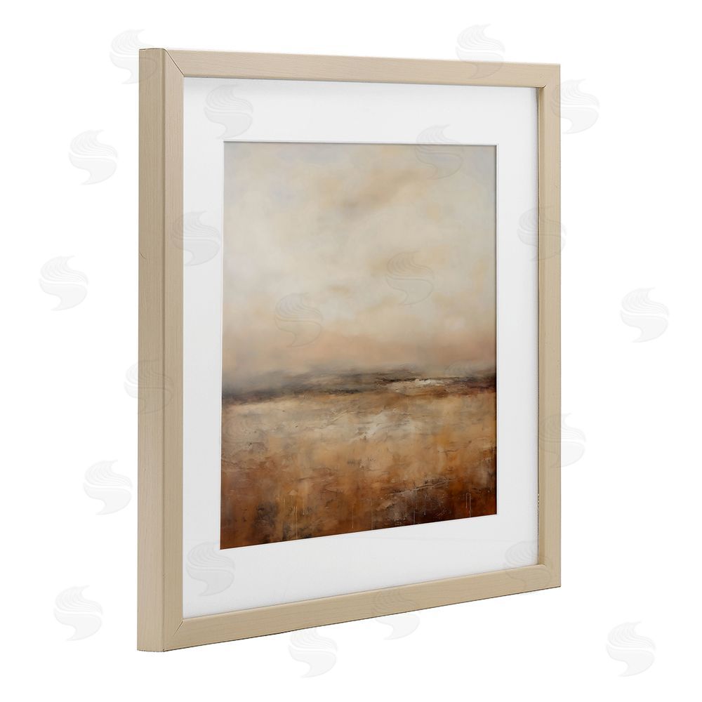 Creative Studio Calm Abstract Landscape Neutrals Birch Framed Print Under Glass Art
