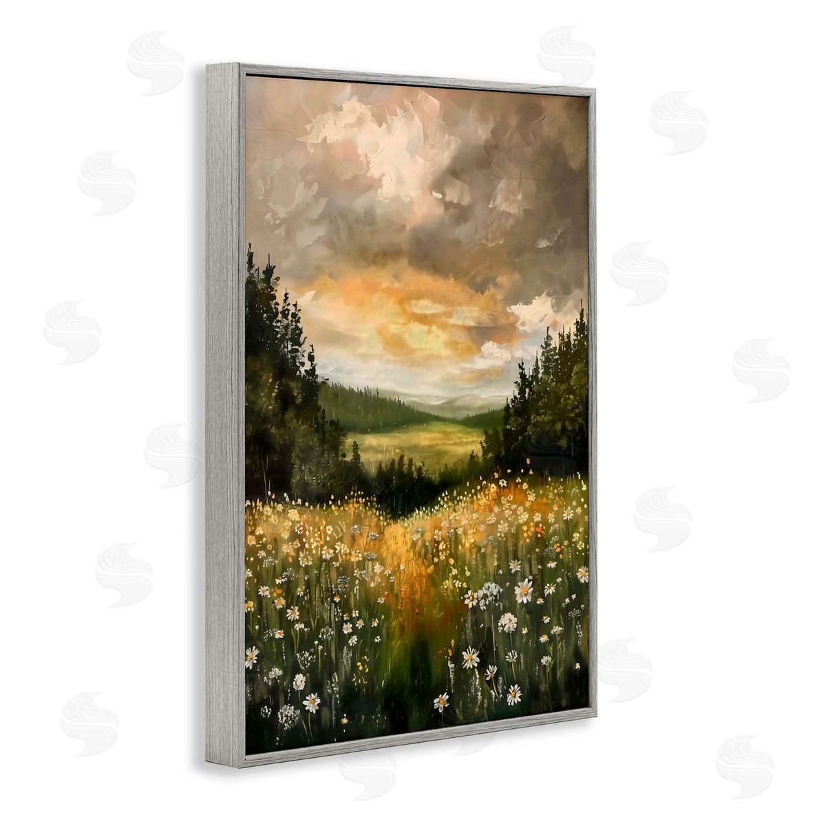 Creative Studio Clouded Daisy Path Gray Framed Giclee Art Print