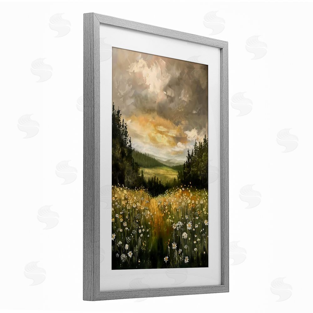 Creative Studio Clouded Daisy Path Gray Framed Print Under Glass Art