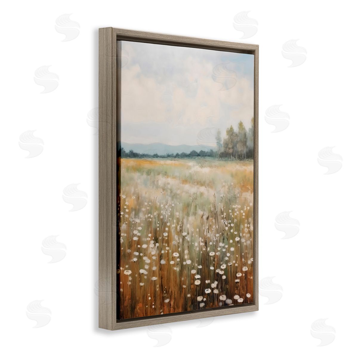 Creative Studio A Field Of Wildflowers Brown Floating Frame Canvas Art Print