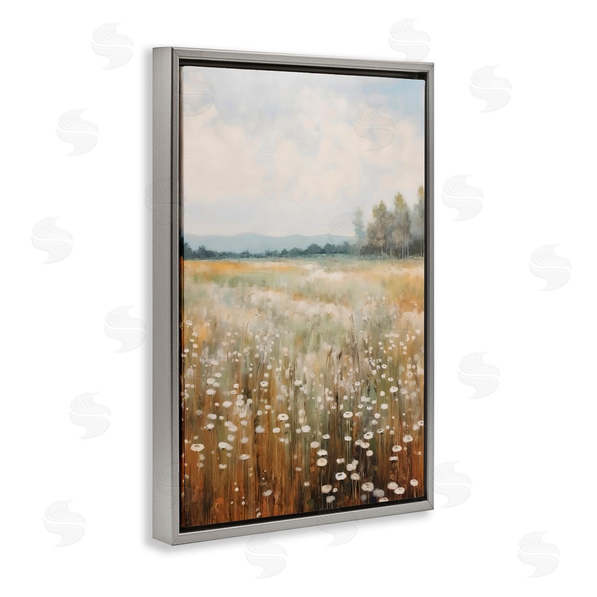 Creative Studio A Field Of Wildflowers Gray Floating Frame Canvas Art Print