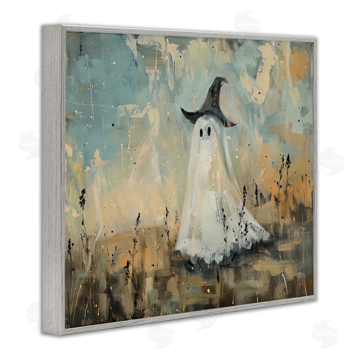 Creative Studio Halloween Witch Hat Ghostie Gray Framed Giclee Art Print