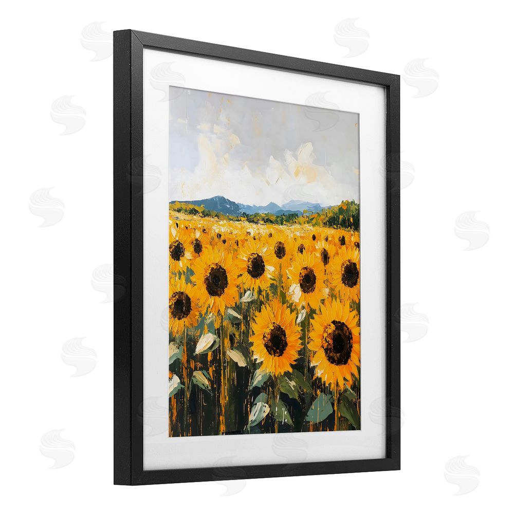 Creative Studio Endless Sunflowers Meadow Black Framed Print Under Glass Art