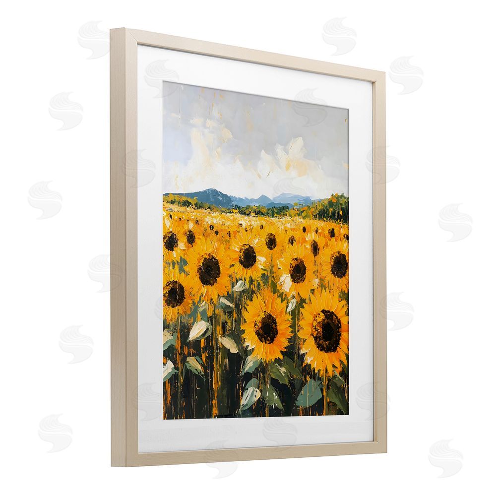 Creative Studio Endless Sunflowers Meadow Birch Framed Print Under Glass Art
