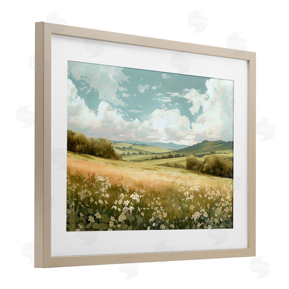 Creative Studio Scenic Daisy Valley Birch Framed Print Under Glass Art