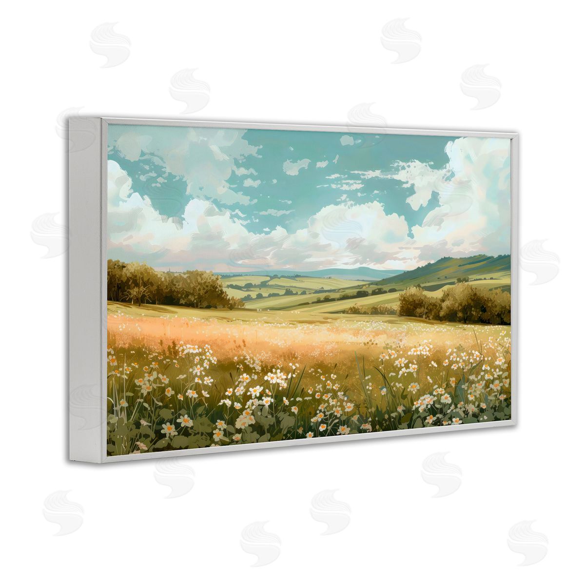Creative Studio Scenic Daisy Valley White Frame Giclee Art Print