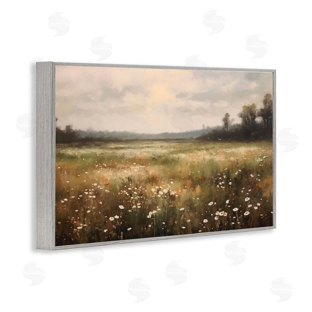 Creative Studio Dotted With Daisies Field Gray Framed Giclee Art Print