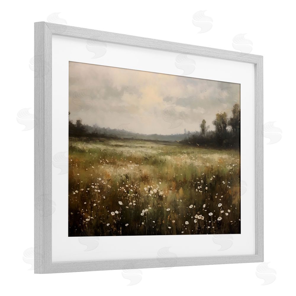 Creative Studio Dotted With Daisies Field Gray Framed Print Under Glass Art