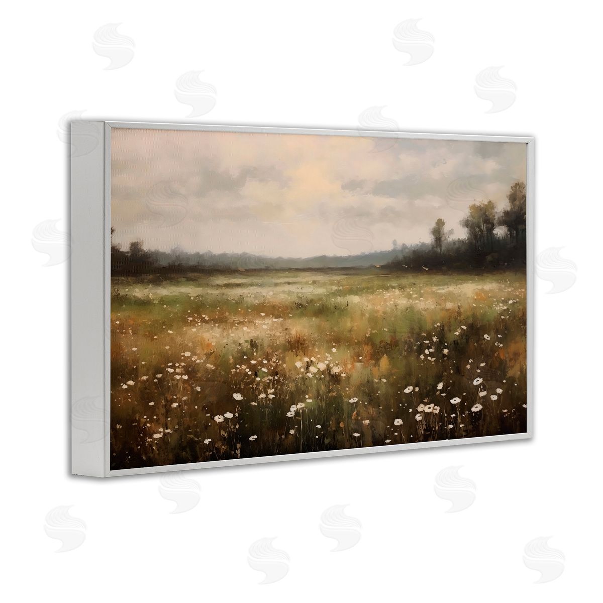 Creative Studio Dotted With Daisies Field White Frame Giclee Art Print