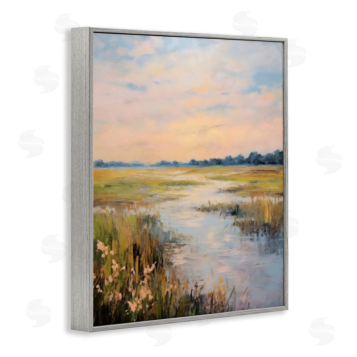 Creative Studio Summer Marsh Stream Gray Framed Giclee Art Print