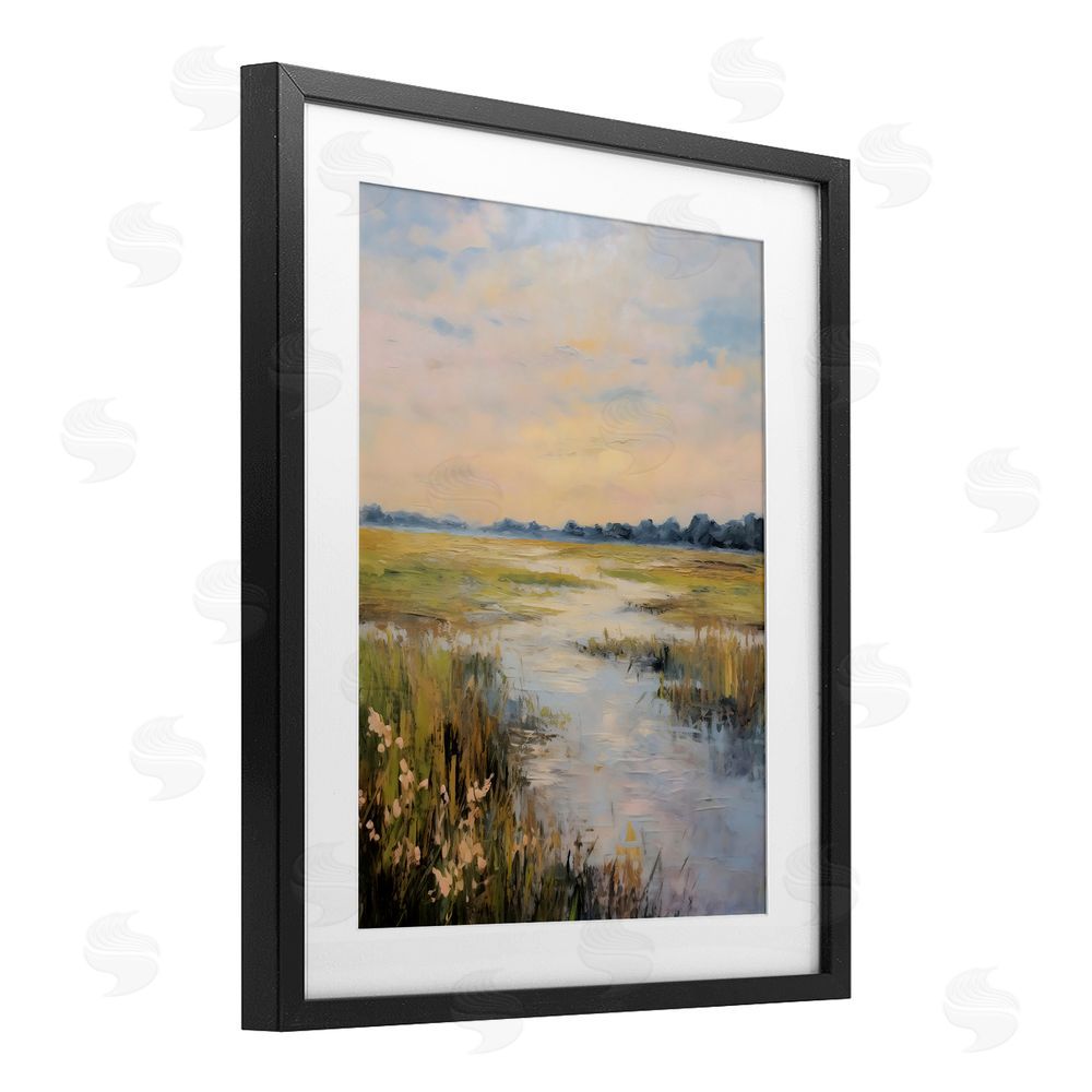 Creative Studio Summer Marsh Stream Black Framed Print Under Glass Art