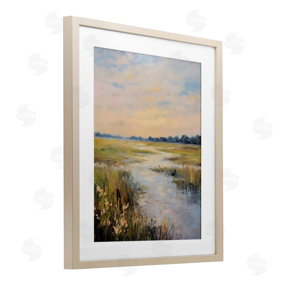 Creative Studio Summer Marsh Stream Birch Framed Print Under Glass Art