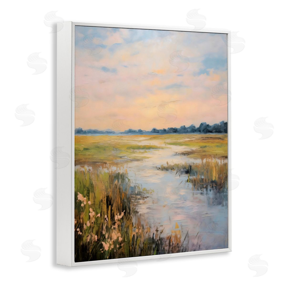 Creative Studio Summer Marsh Stream White Frame Giclee Art Print