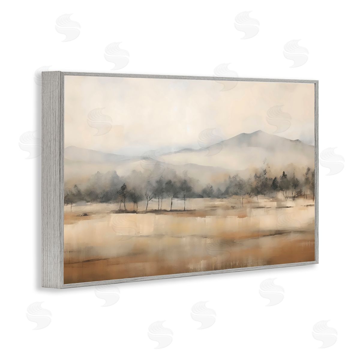 Creative Studio Distant Tree Covered Mountain Gray Framed Giclee Art Print