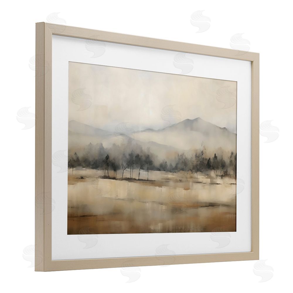 Creative Studio Distant Tree Covered Mountain Birch Framed Print Under Glass Art