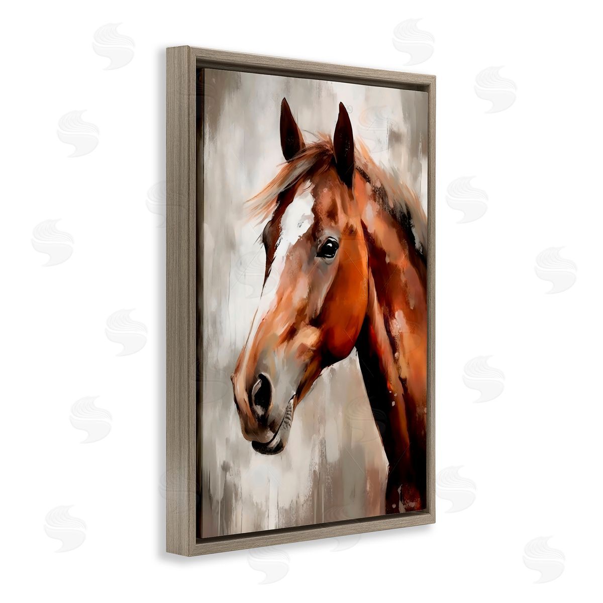 Creative Studio Chocolate Pony Portrait Brown Floating Frame Canvas Art Print