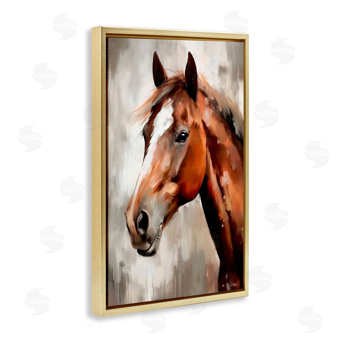 Creative Studio Chocolate Pony Portrait Gold Floating Frame Canvas Art Print