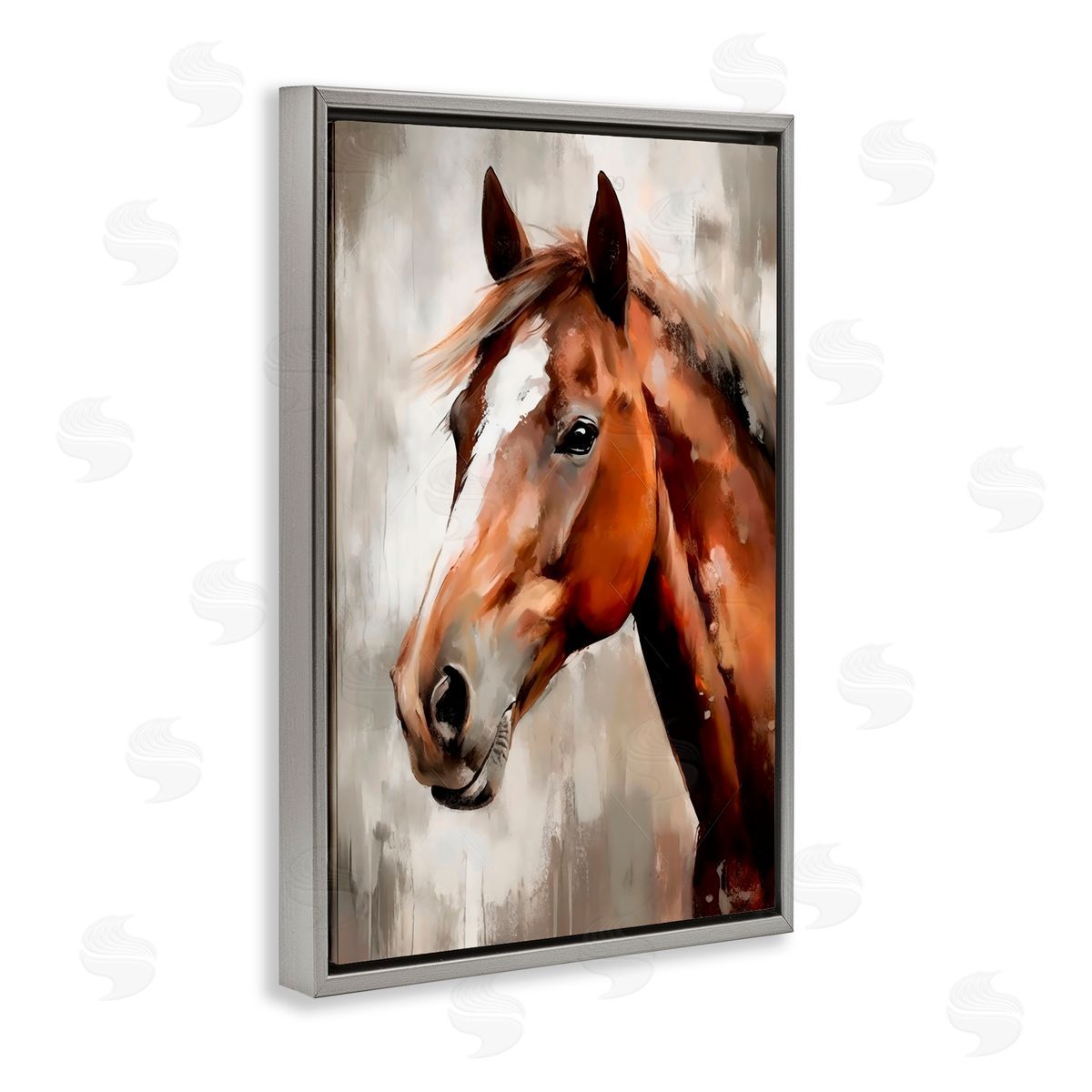 Creative Studio Chocolate Pony Portrait Gray Floating Frame Canvas Art Print