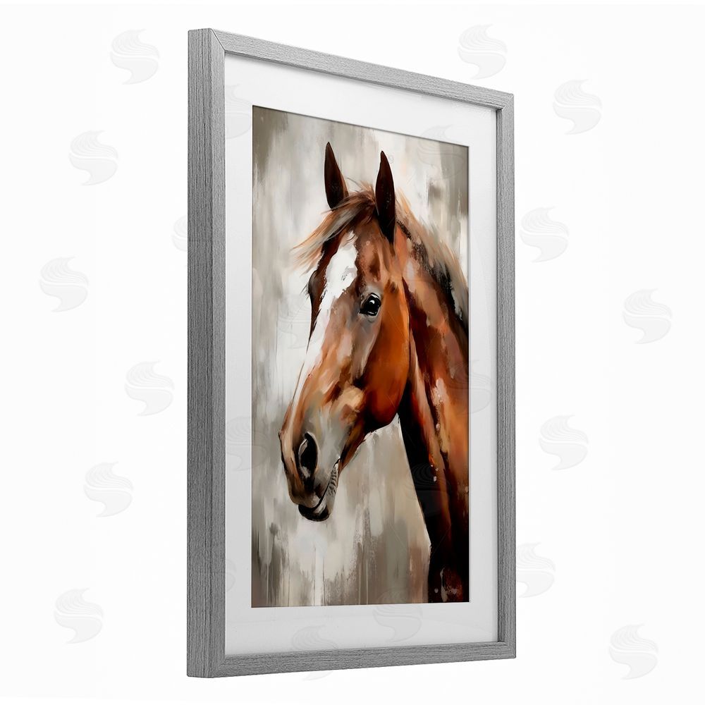 Creative Studio Chocolate Pony Portrait Gray Framed Print Under Glass Art
