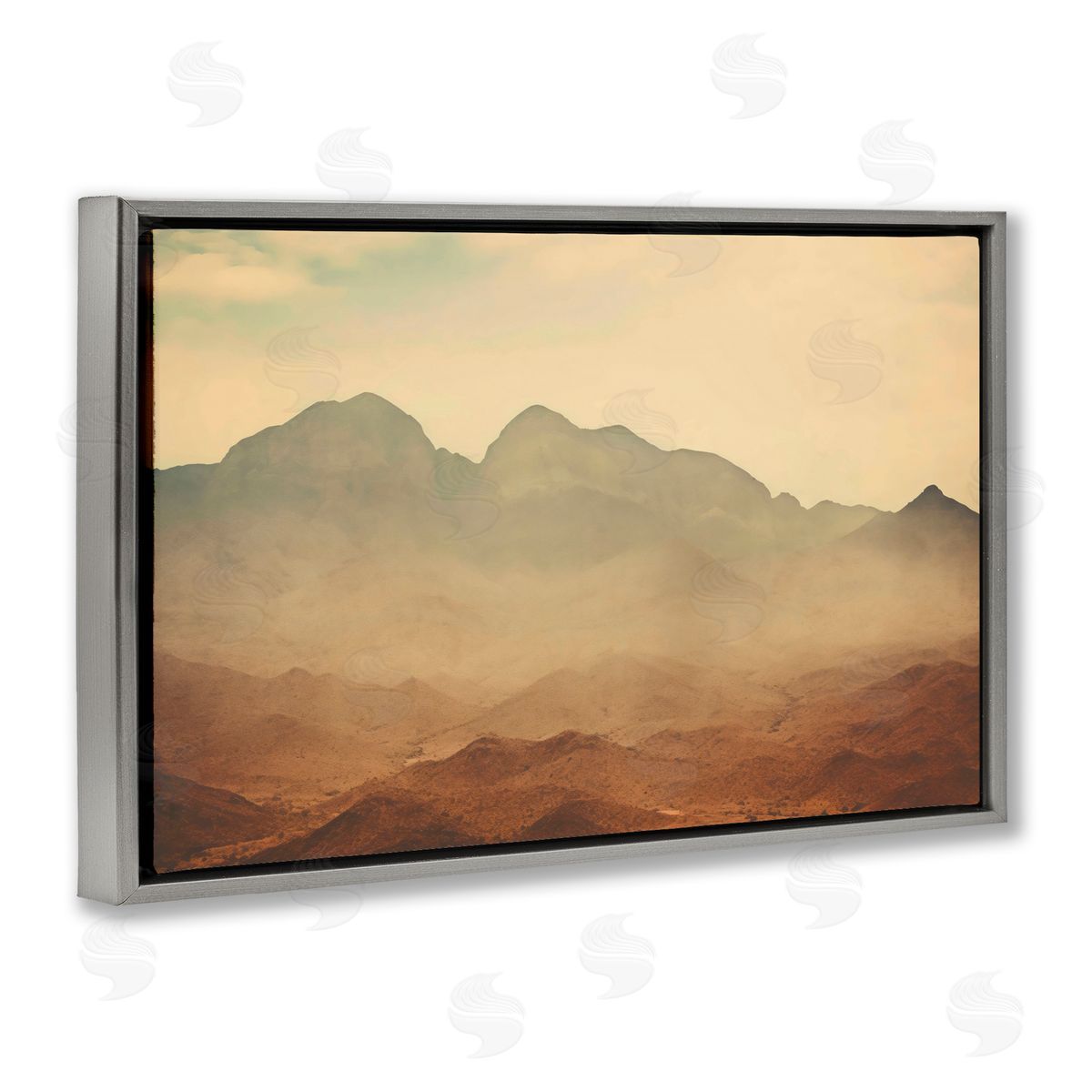 Creative Studio Hazy Desert Mountain Gray Floating Frame Canvas Art Print