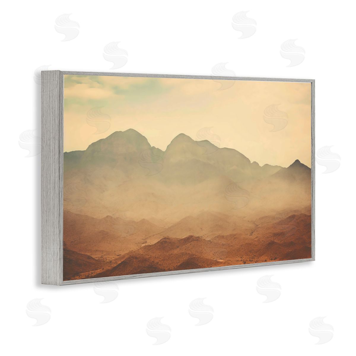 Creative Studio Hazy Desert Mountain Gray Framed Giclee Art Print
