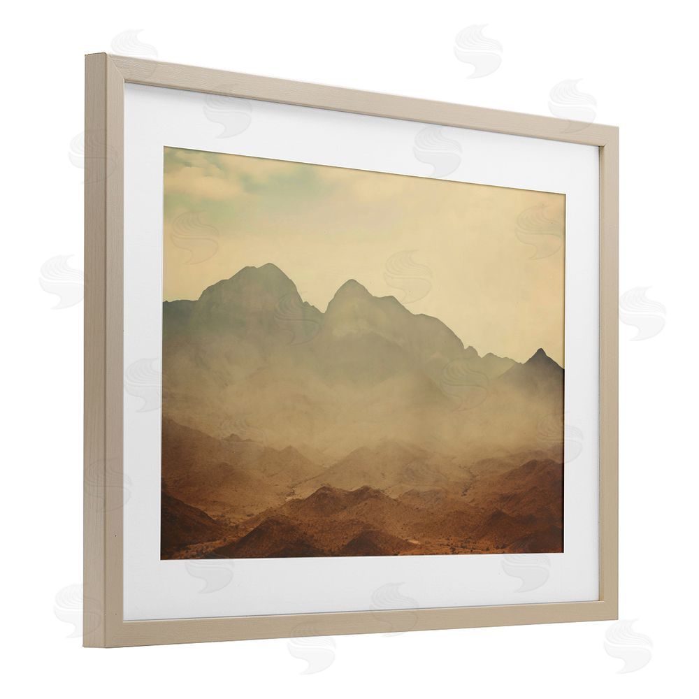 Creative Studio Hazy Desert Mountain Birch Framed Print Under Glass Art