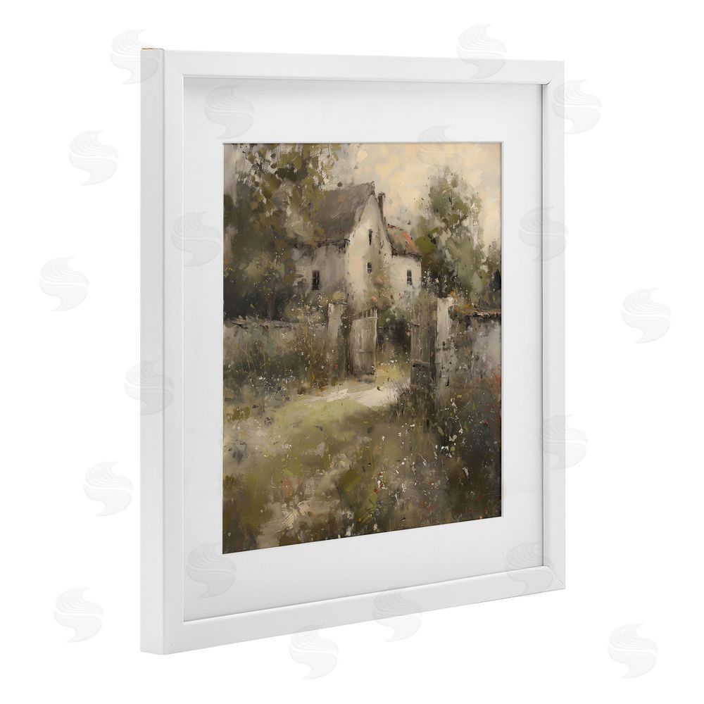 Creative Studio Overgrown Hazy Cottage White Framed Print Under Glass Art