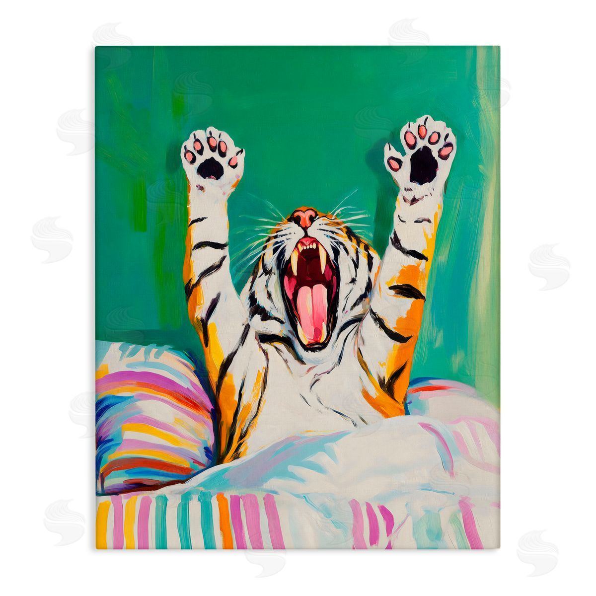 Arlington Prints Big Tiger Morning Yawn Canvas Wall Art Print