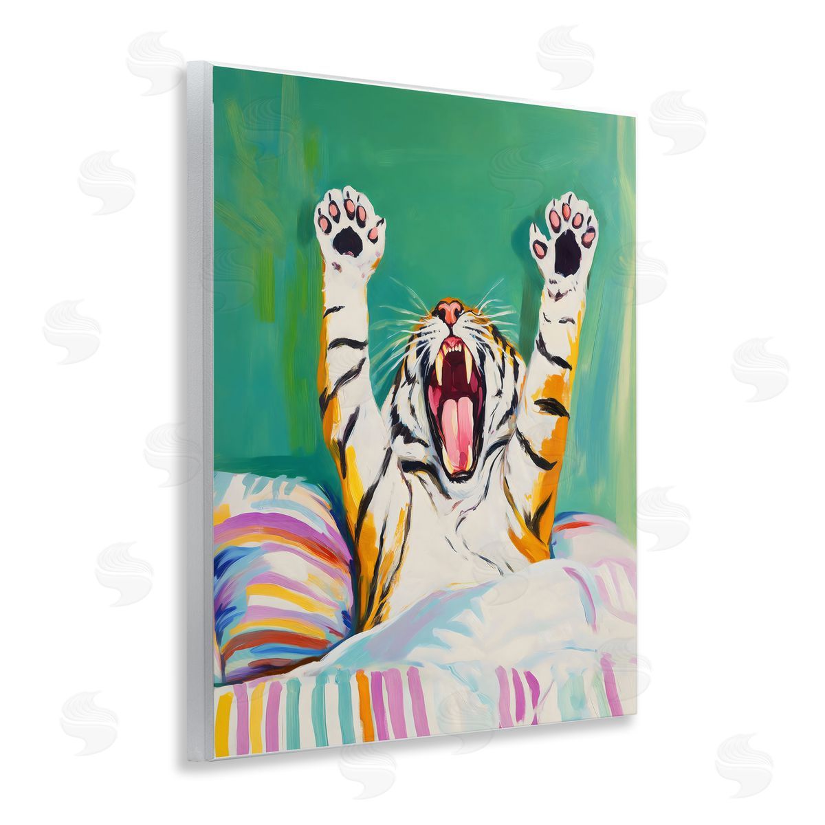 Arlington Prints Big Tiger Morning Yawn Wall Plaque Art Print